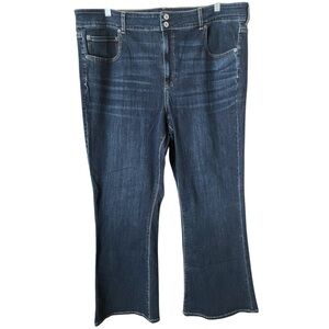 American Eagle High Rise Artist Flare Leg Dark Wash Double Button Jeans size 24